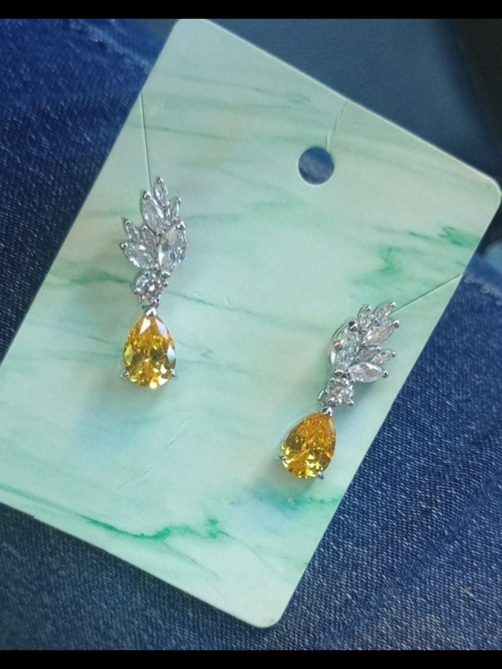 $8 Each Or Bundle 5/$20 Yellow Teardrop Crystal Drop Earrings
